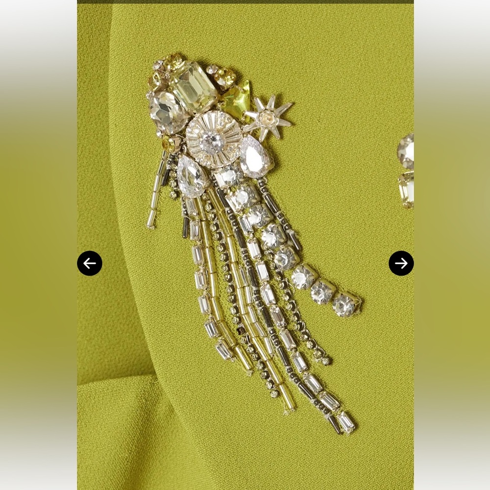 Elegant Long Sleeve Chartreuse Dress - Picture 2 of 13